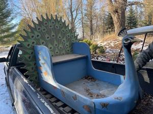 lot 140 image: Large Vintage Wood Peacock carousel ride