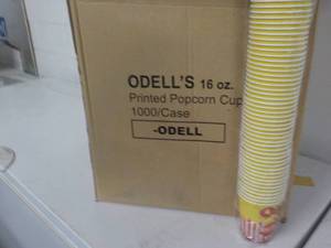 lot 157 image: Case of 1000 Odells 16 oz Popcorn ...