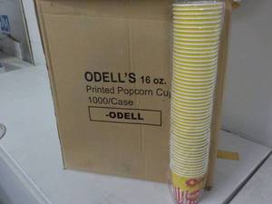 lot 161 image: Case of 1000 Odells 16 oz Popcorn ...