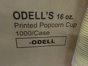 lot 162 image: Case of 1000 Odells 16 oz Popcorn ...