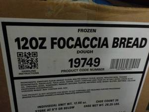 lot 205 image: 35 - 12 oz Frozen Focaccia Breaddou...