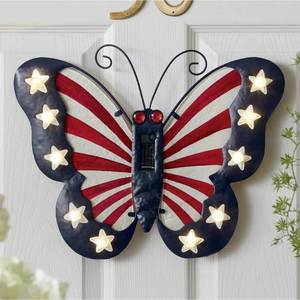 lot 3 image: Americana Solar Lit Butterfly Wall Dcor