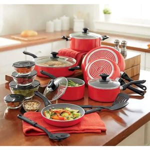 lot 62 image: Ginnys Essential Cookware Set - Delicious Red