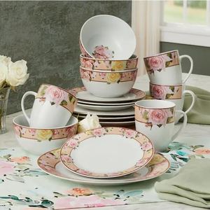 lot 69 image: 16-Piece Cottage Rose Dinnerware Set