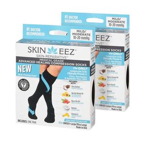 lot 134 image: Skineez Medical Grade Advanced Healing Compression Socks Lot of TWO black pairs