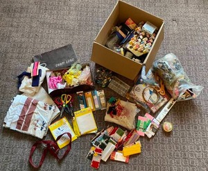 Filled Box of Sewing Materials