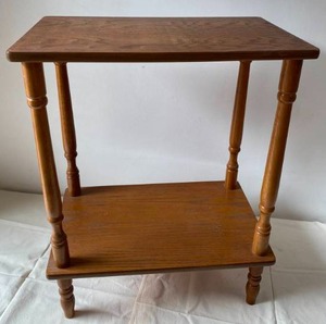Golden Oak Side Table with Lower Shelf