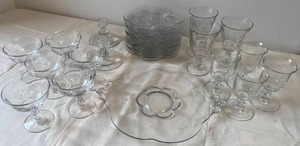 Sculpted Glass Platter, Glass Set, Plates, Candle Holders