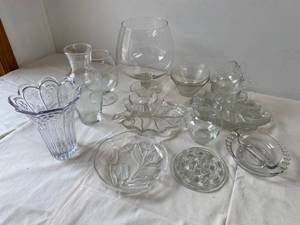Glass Snack Trays with Mugs, Vases, and More