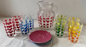 Polka Dot Pitcher, Matching Glasses & More