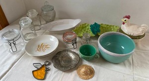 Assorted Kitchen Items, Jars, and More