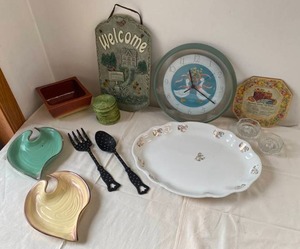 Kitchen Decor Sunbeam Clock, Welcome Sign, Platter & More