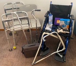 Lot of Medical Materials Wheelchair, Walker, Stethoscope & More