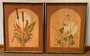 Pair of 2 Embroidered Framed Wall Art