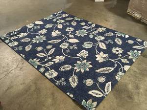 lot 48 image: Hampton Bay BlueWhite 7 ft. x 9 ft. Floral IndoorOutdoor Patio Area Rug   Customer Returns See Pictures