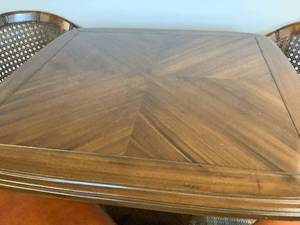 Caned Rolling Chairs and Table