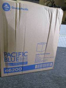 case of pacific blue 2-ply facial t...