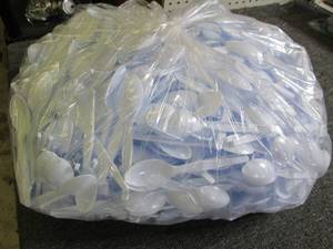 big bag of plastic spoons ...