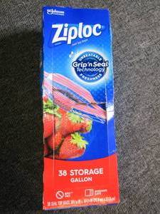 box of ziploc gallon storage bags o...