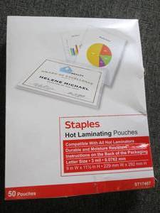 5 boxes of staples laminating pouch...