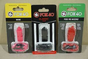3 Fox 40 Pealess Whistles -Mini, Classic, Micro