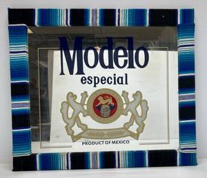 lot 10 image: Vintage Modelo Especial Advertisement Framed Mirror 20 12 x 23 12