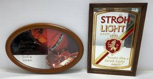 lot 13 image: Two Wood Framed Vintage Liquor Advertisment Mirrors 116 x 24 1 14 34 x 21 14