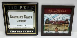 lot 19 image: Two Wood Framed Vintage Liquor Advertisment Mirrors Includes Tio Pepe 16 14 x 16 14 And Chateau Ste Michelle 15 x 15