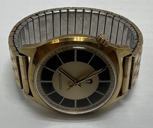 lot 80 image: 1960s -70s Bulova Accutron Watch (No. C61275 )18K Heavy Gold Electroplate Bezel And 10K Rolled Gold Plate Back , 120 10K Gold Filled Band Total Overall Wieght 52.40 Gr.