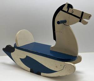 lot 88 image: Vintage Handmade Wooden Rocking Horse (Face Cracked And Fixed)