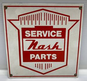 lot 92 image: Vintage Service NASH Parts Pocelain Sign