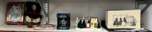 lot 105 image: Shelf Full Of Vintage Misc. Christmas Dcor Including Department 56 And More
