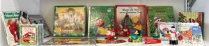 lot 109 image: Shelf Full Of Vintage Misc. Christmas Dcor And Childrens Books Including Disney