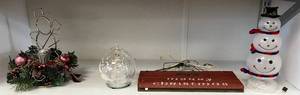 lot 112 image: Shelf Full Of Vintage Misc. Christmas Dcor