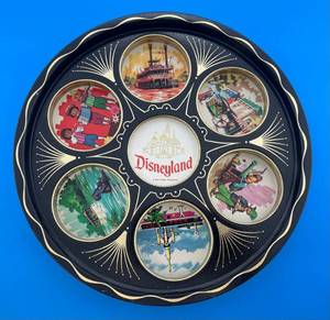 lot 183 image: 1960s Disneyand Serving Tray Metal With Drink Holders