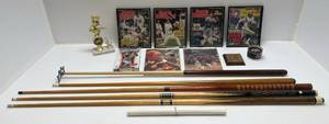 lot 220 image: Large Group Of Misc. Sports Items Including Vintage Pool Cues And More