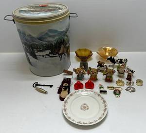 lot 222 image: Large Group Of Misc. Vintage Items Including Cool Decorative Tin And More