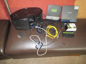 wireless routers along with CD player and printer ink.