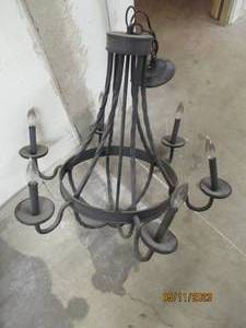 Black Wrought iron 6-light hanging Chandelier