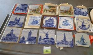 lot 40 image: 15 New Delft and Mosa Ceramic tiles from Holland