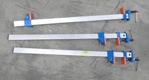 lot 100 image: 3 Wood clamps, 29 inches long