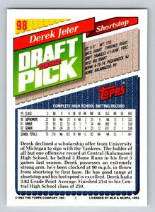lot 4 image: Derek Jeter Rookie Card - 1993 Topps #98 Baseball