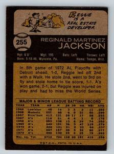lot 29 image: Reggie Jackson 1973 Topps # 255 Baseball Card