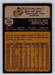 lot 33 image: Lou Brock 1973 Toppd #320 Baseball Card