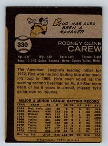 lot 34 image: Rod Carew 1973 Topps #330 Baseball Card