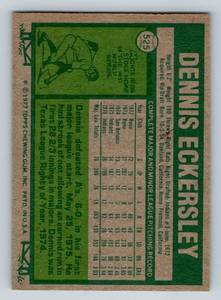 lot 58 image: Dennis Eckersley 1977 Topps #525 2nd Year Baseball Card