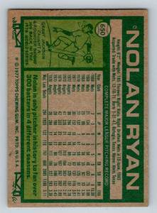 lot 6 image: Nolan Ryan 1977 Topps #650 Baseball Card