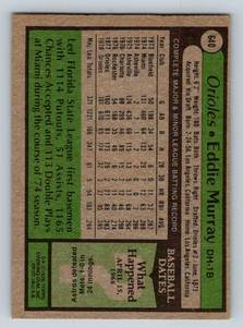 lot 37 image: Eddie Murray 1979 Topps #640 Baseball Card
