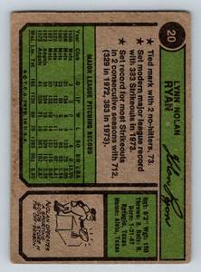 lot 5 image: Nolan Ryan 1974 Topps #20 Baseball  Card