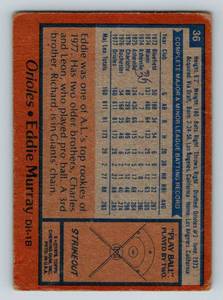lot 11 image: Eddie Murray Rookie Card 1978 Topps #36 Baseball